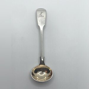 1800’s Victorian Chawner & Co Mustard Condiment Deep Spoon Engraved Design 4.1”